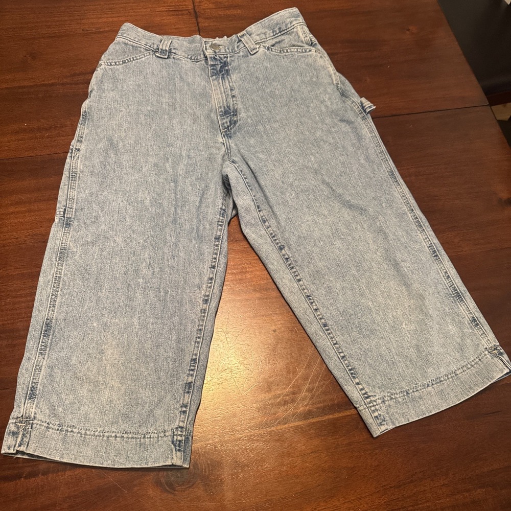 Vintage Lee‎ Riveted Carpenter Jean Shorts Women's 12M Costa Rica USA Fabric